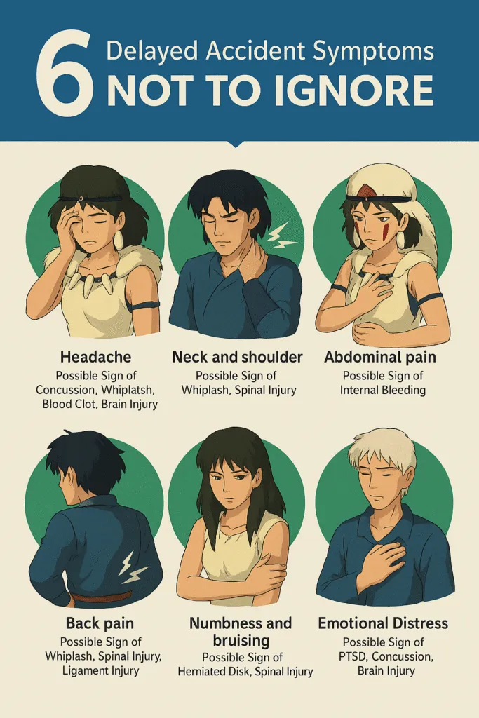 6 síntomas comunes después de un accidente automovilístico