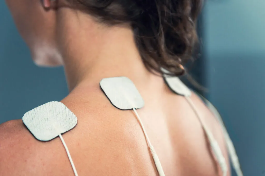 TENS electrode pads used in chiropractic treatment