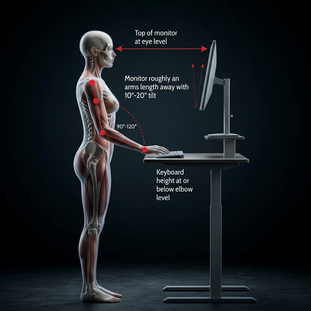 Ergonomic home and work setup tips illustration